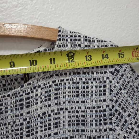 Maje Retrola Tweed Drawstring Waist Blue White Mini Dress Pockets Size 38 - Picture 13 of 16